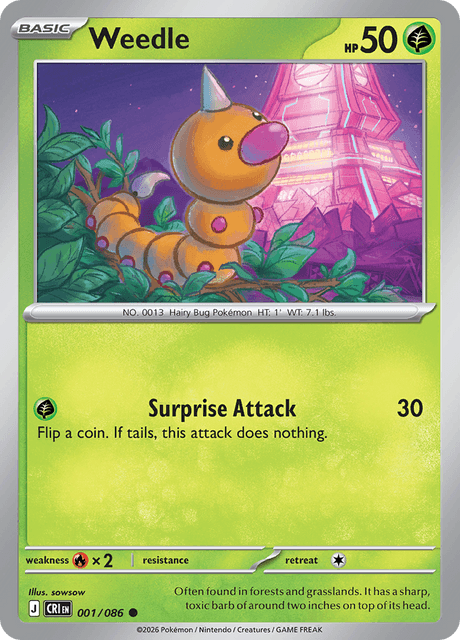 Weedle 001/086 Chaos Rising Common Pokemon Card