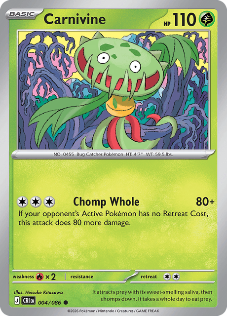 Carnivine 004/086 Chaos Rising Common Pokemon Card
