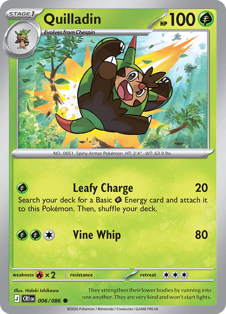 Quilladin 006/086 Chaos Rising Common Pokemon Card