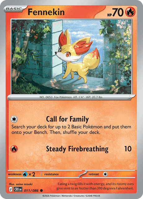 Fennekin 011/086 Chaos Rising Common Pokemon Card