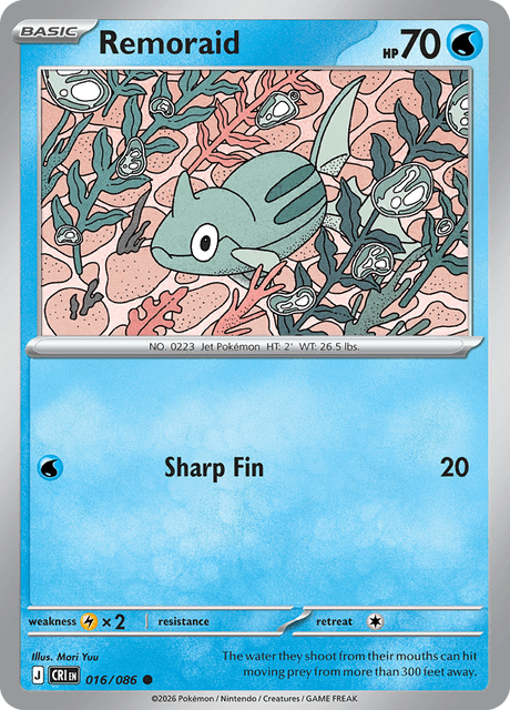 Remoraid 016/086 Reverse Holo Pokemon Card