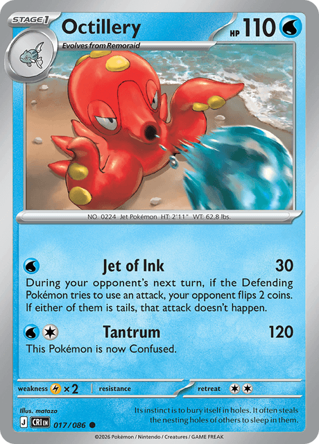 Octillery 017/086 Chaos Rising Common Pokemon Card