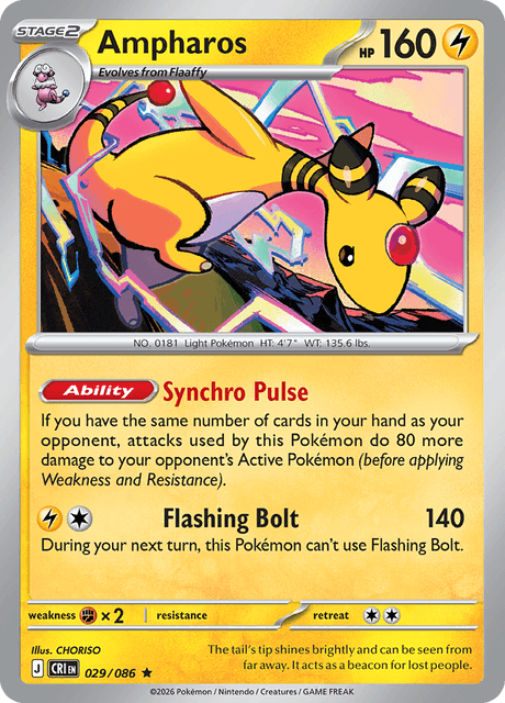 Ampharos 029/086 Holo Pokemon Card
