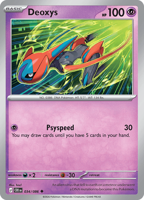 Deoxys 034/086 Reverse Holo Pokemon Card