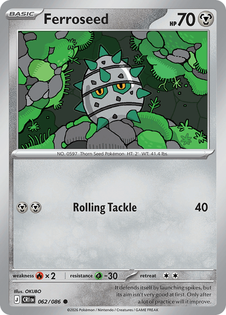 Ferroseed 062/086 Reverse Holo Pokemon Card