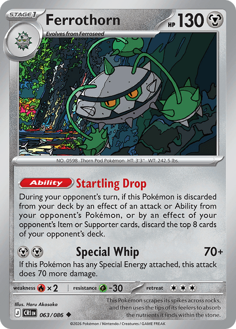 Ferrothorn 063/086 Chaos Rising Common Pokemon Card