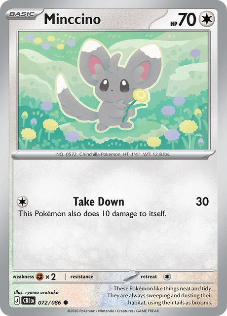 Minccino 072/086 Reverse Holo Pokemon Card