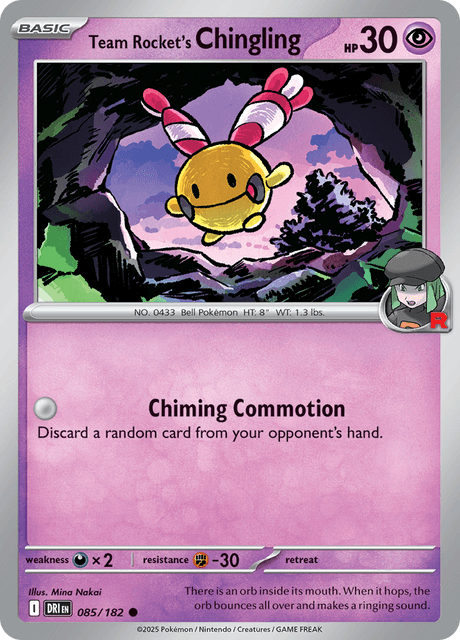 Team Rocket's Chingling 085/182 Destined Rivals Common Pokemon Card