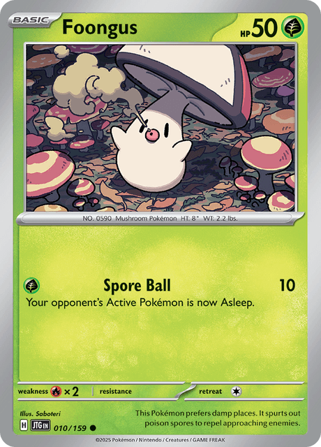 Foongus 010/159 Journey Together Common Pokemon Card