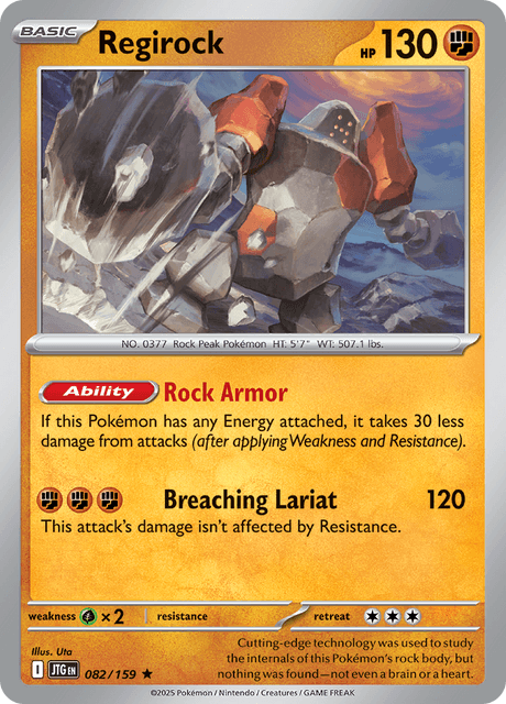 Regirock 082/159 Journey Together Holo Pokemon Card