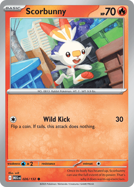 Scorbunny 026/132 Mega Evolution Reverse Holo Pokemon Card