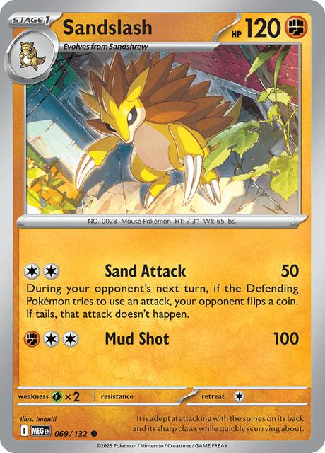 Sandslash 069/132 Mega Evolution Reverse Holo Pokemon Card
