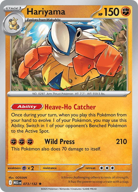 Hariyama 073/132 Mega Evolution Holo Pokemon Card