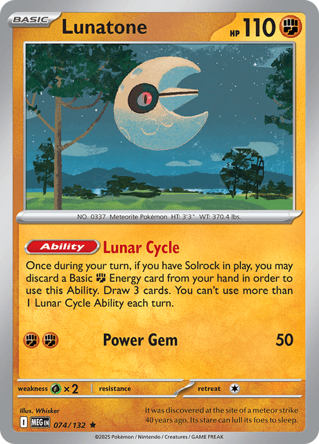 Lunatone 074/132 Mega Evolution Holo Pokemon Card