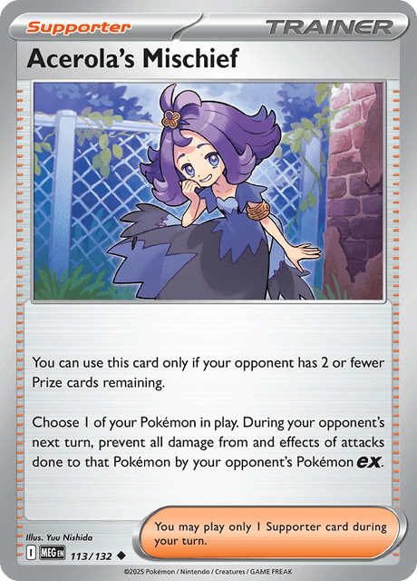 Acerola's Mischief 113/132 Mega Evolution Common Pokemon Card