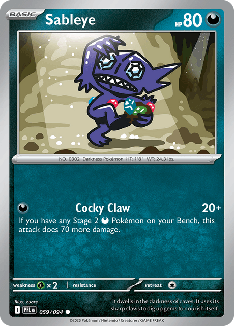 Sableye 059/094 Phantasmal Flames Reverse Holo Pokemon Card