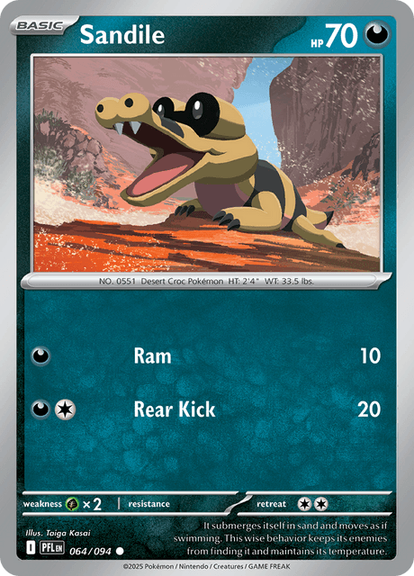 Sandile 064/094 Phantasmal Flames Common Pokemon Card