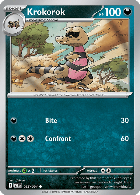 Krokorok 065/094 Phantasmal Flames Reverse Holo Pokemon Card