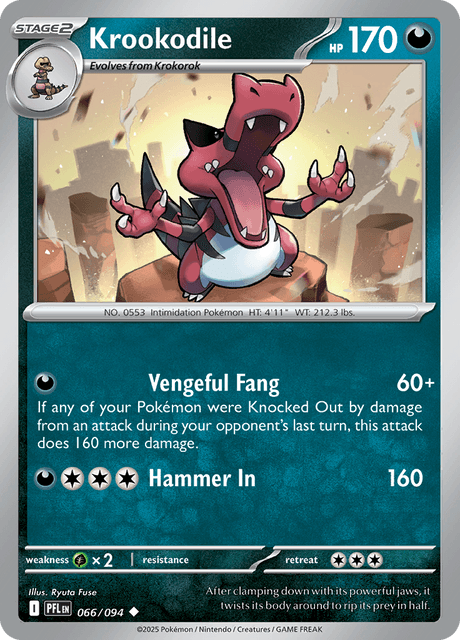 Krookodile 066/094 Phantasmal Flames Common Pokemon Card