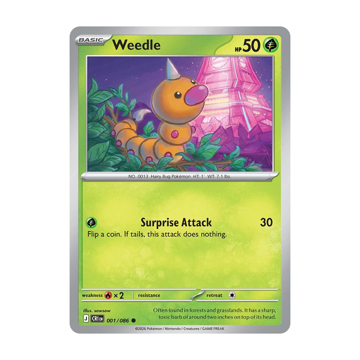 Weedle - 001/086 - Chaos Rising - Pokémon Single Card