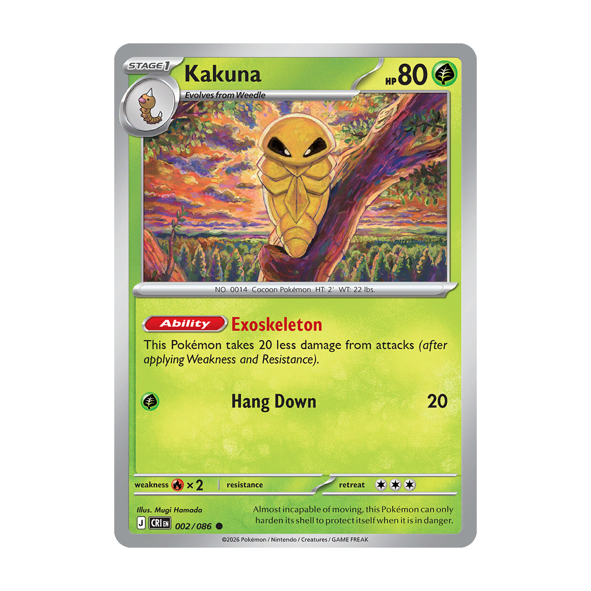 Kakuna - 002/086 - Chaos Rising - Pokémon Single Card
