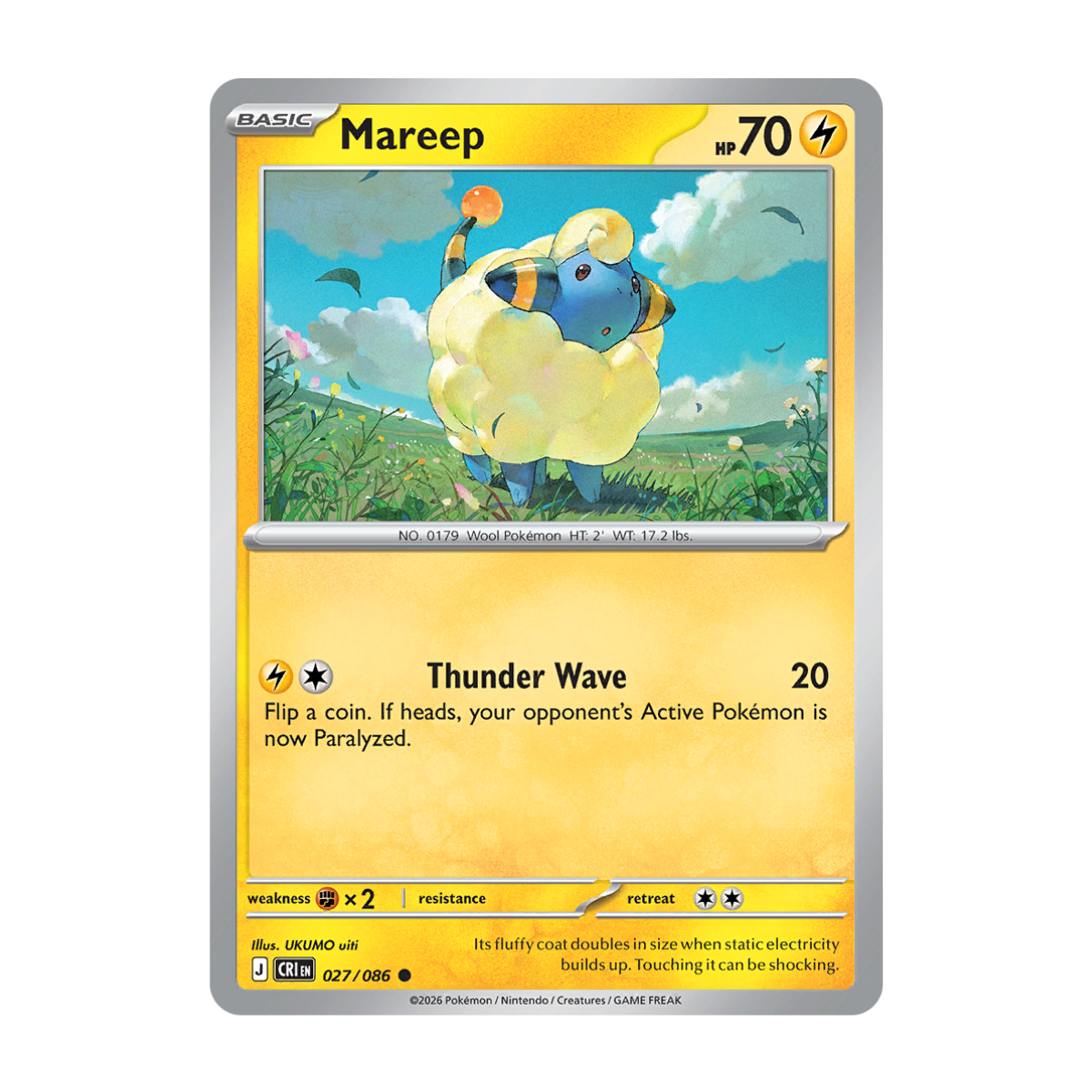 Mareep 027/086 - Mega Evolution - Chaos Rising - Reverse Holo
