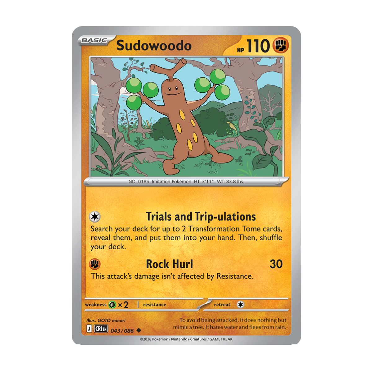 Sudowoodo - 043/086 - Chaos Rising - Pokémon Single Card