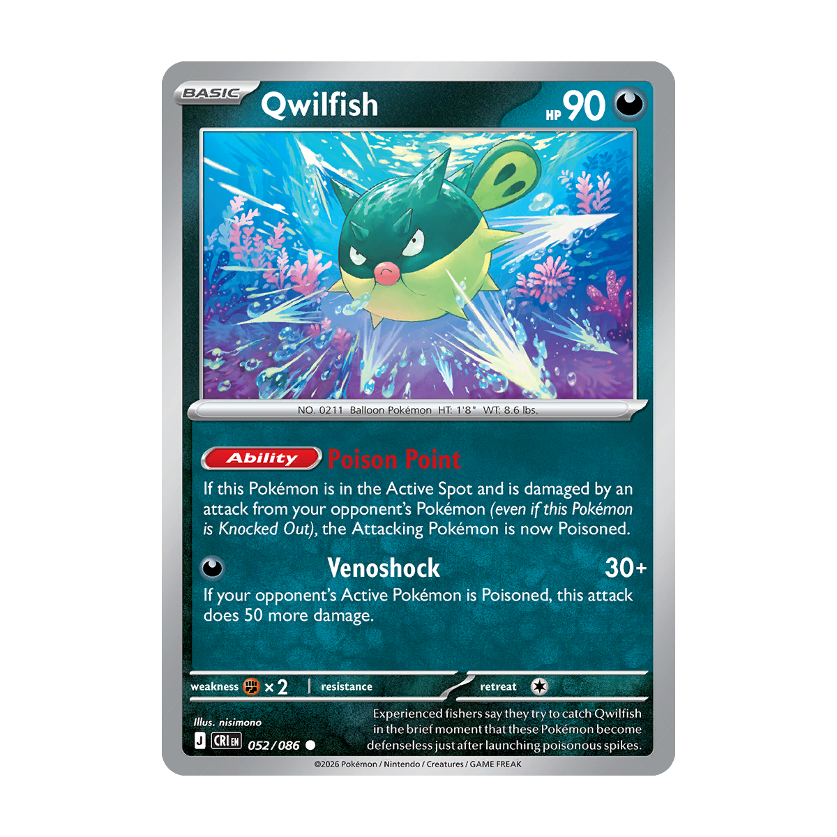 Qwilfish - 052/086 - Chaos Rising - Pokémon Single Card