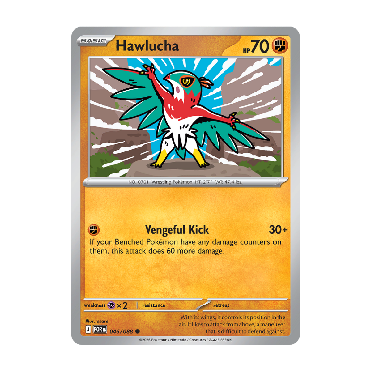 Hawlucha 046/088 common card Pokemon Mega Evolution Perfect Order near mint single
