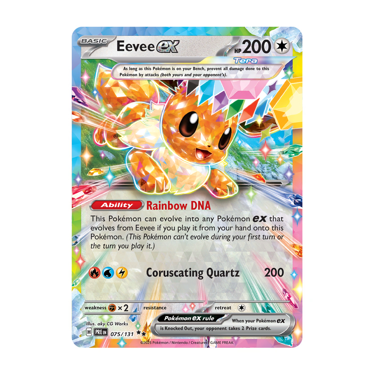 Eevee ex 075/131 Double Rare Scarlet and Violet Prismatic Evolutions Card