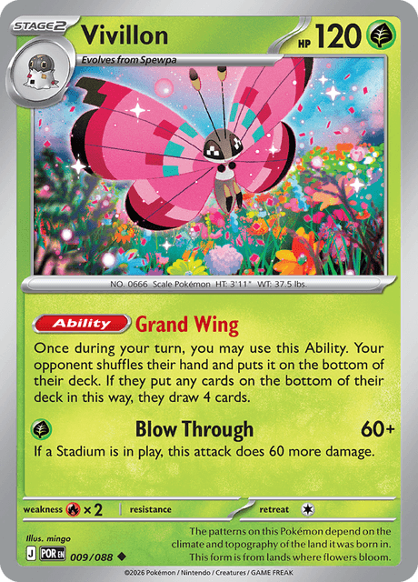 Vivillon 009/088 Reverse Holo Pokemon Card