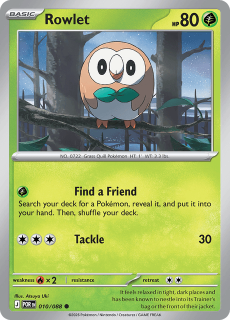 Rowlet 010/088 Reverse Holo Pokemon Card