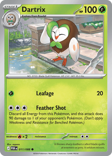 Dartrix 011/088 Perfect Order Common Pokemon Card