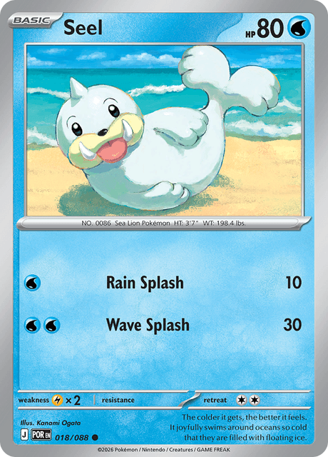 Seel 018/088 Reverse Holo Pokemon Card