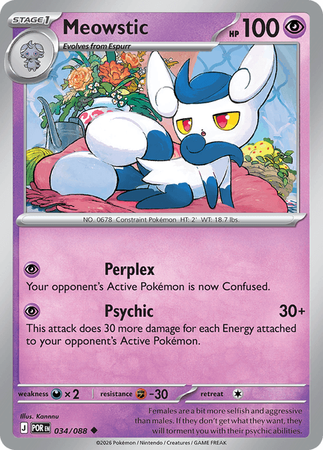 Meowstic 034/088 Perfect Order Common Pokemon Card