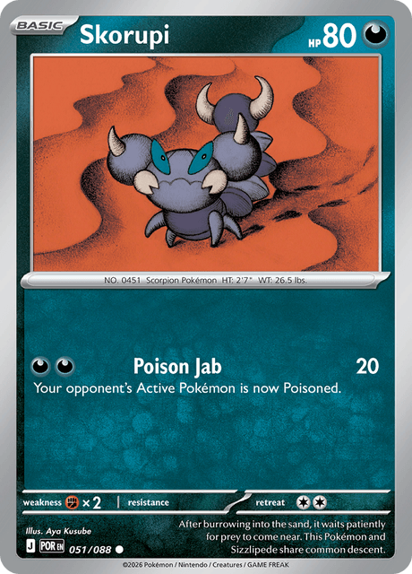 Skorupi 051/088 Reverse Holo Pokemon Card