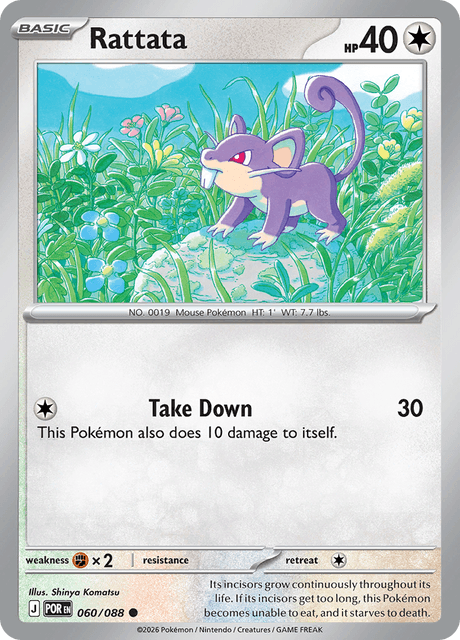 Rattata 060/088 Reverse Holo Pokemon Card
