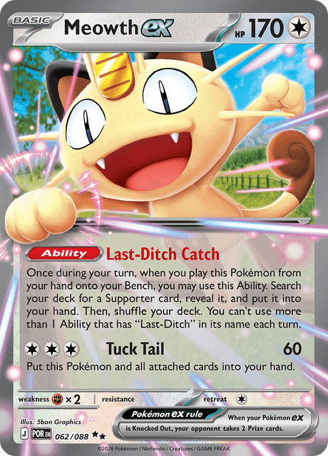 Meowth ex 062/088 Double Rare Pokemon Card