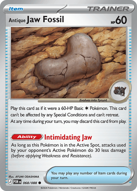 Antique Jaw Fossil 068/088 Perfect Order Common Pokemon Card