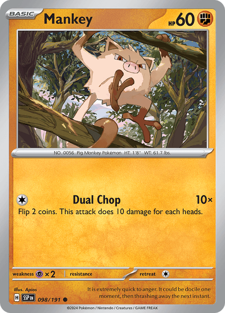 Mankey 098/191 Surging Sparks Common Pokemon Card