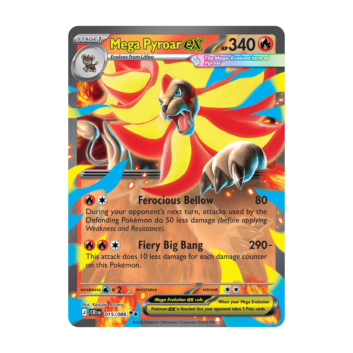 Mega Pyroar ex - 015/086 - Chaos Rising - Pokémon Single Card