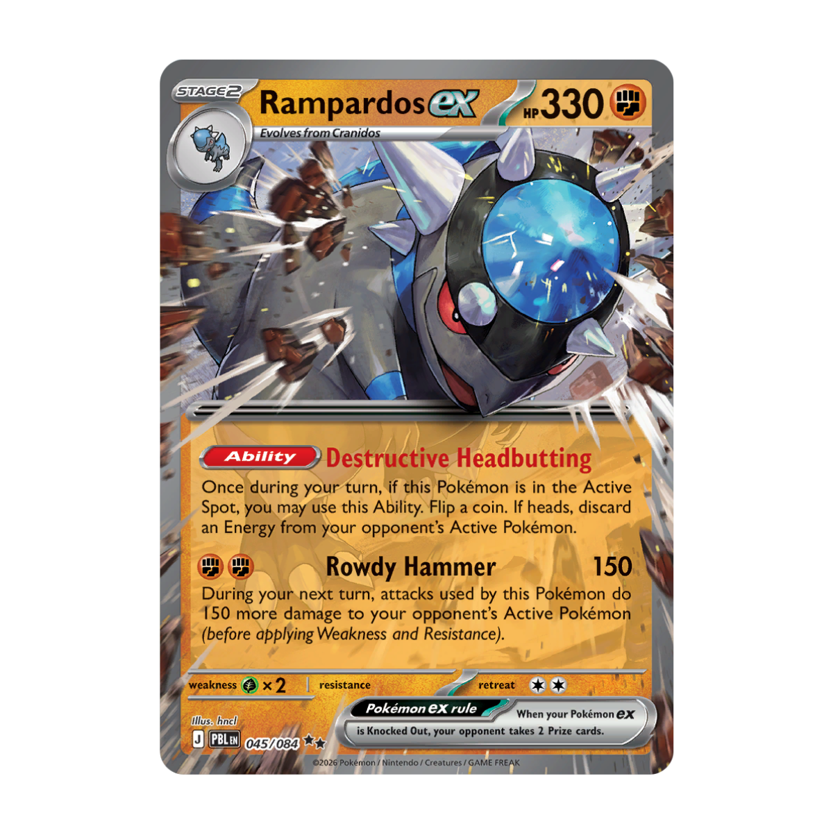 Rampardos ex 045/084 - Pitch Black - Double Rare