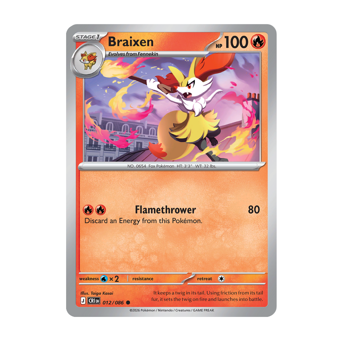 Braixen - 012/086 - Chaos Rising - Pokémon Single Card