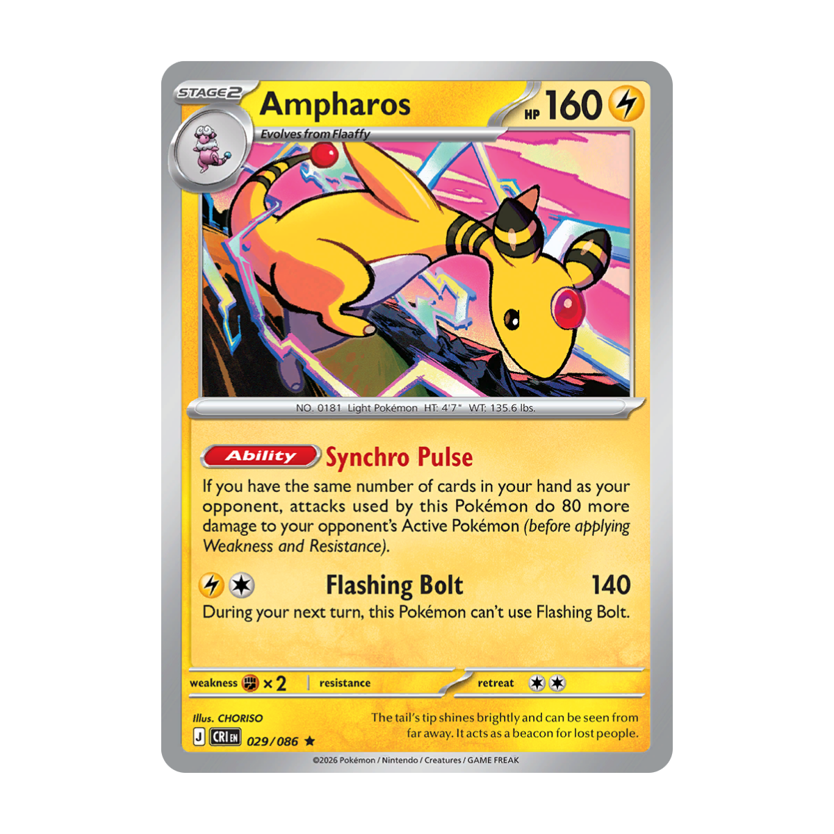 Ampharos - 029/086 - Chaos Rising - Pokémon Single Card