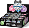 Scrunchems Sugar Diamond sensory squish toy counter display unit box containing 12 individually packaged sparkly gemstone stress toys in assorted colors.